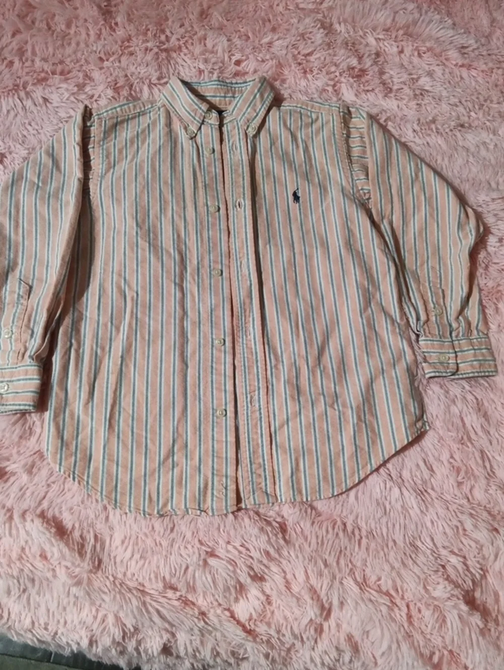 Ralph Lauren Striped Button-Down Shirt in Pink and Blue